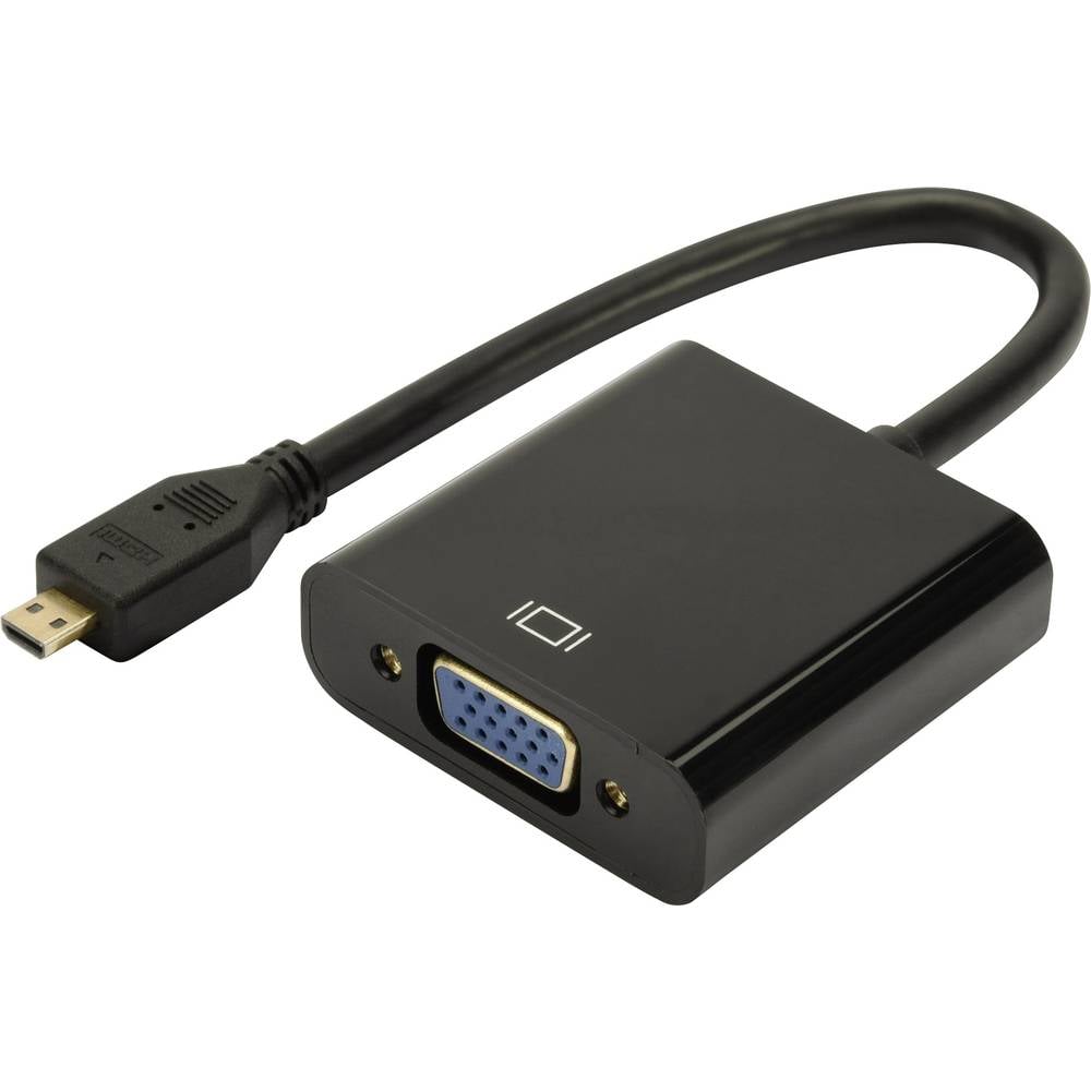 Digitus HDMI-VGA Adapter [1x HDMI-stekker D micro => 1x VGA bus, Jackplug female 3.5 mm] Zwart