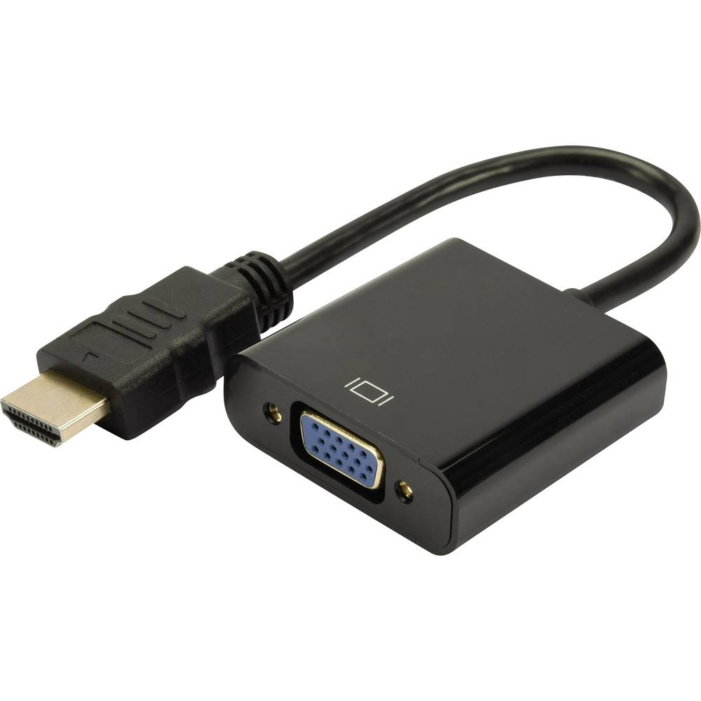 Digitus HDMI-VGA Adapter [1x HDMI-stekker => 1x VGA bus, Jackplug female 3.5 mm] Zwart