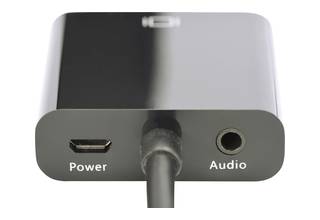 Adapter HDMI: rechts ist die Klinkenbuchse für Audio sichtbar