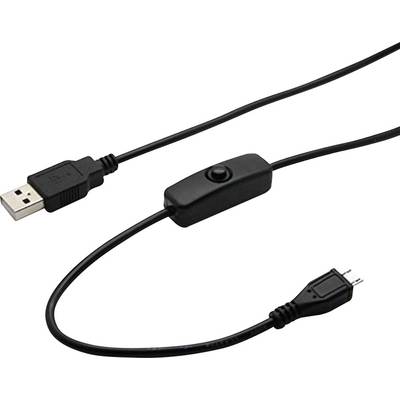 Joy-it USB-Kabel USB 2.0 USB-A Stecker, USB-Micro-B Stecker 1.50 m Schwarz inkl. Ein/Aus-Schalter K-1470