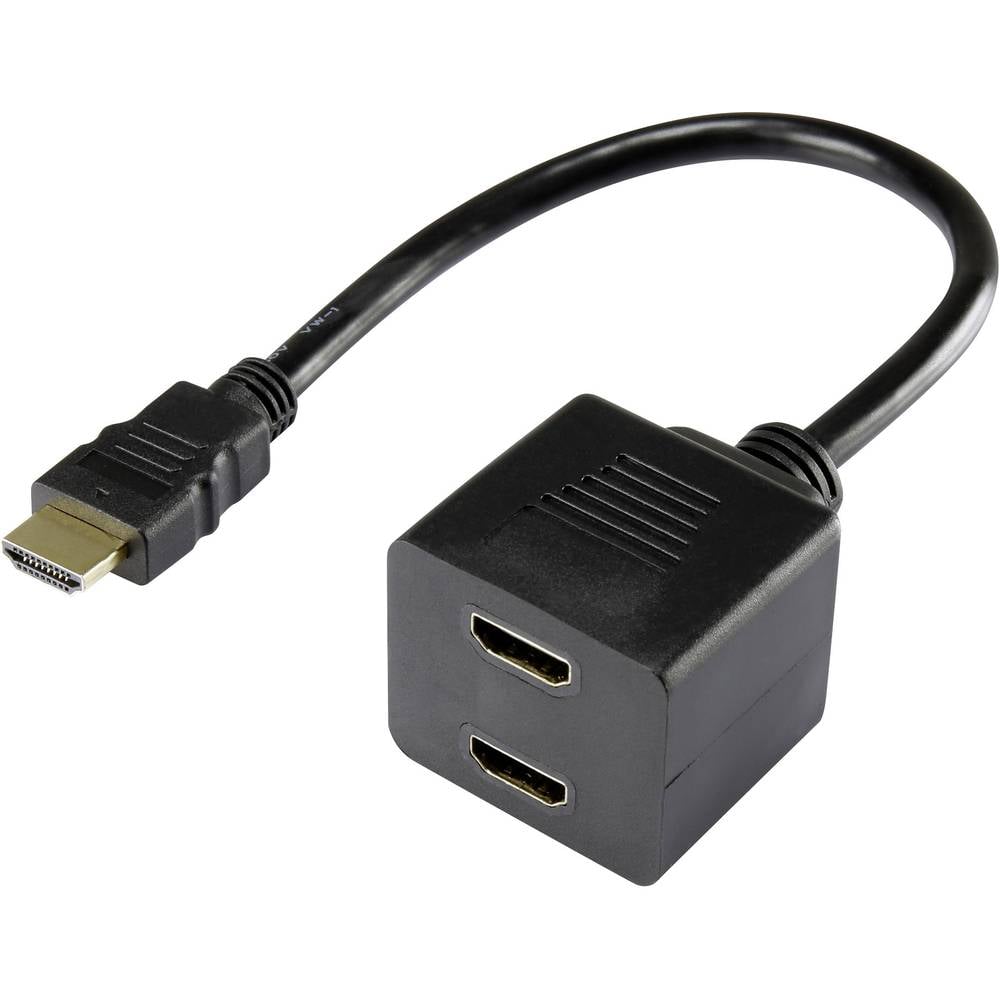 renkforce HDMI Y-adapter [1x HDMI-stekker 2x HDMI-bus] Zwart