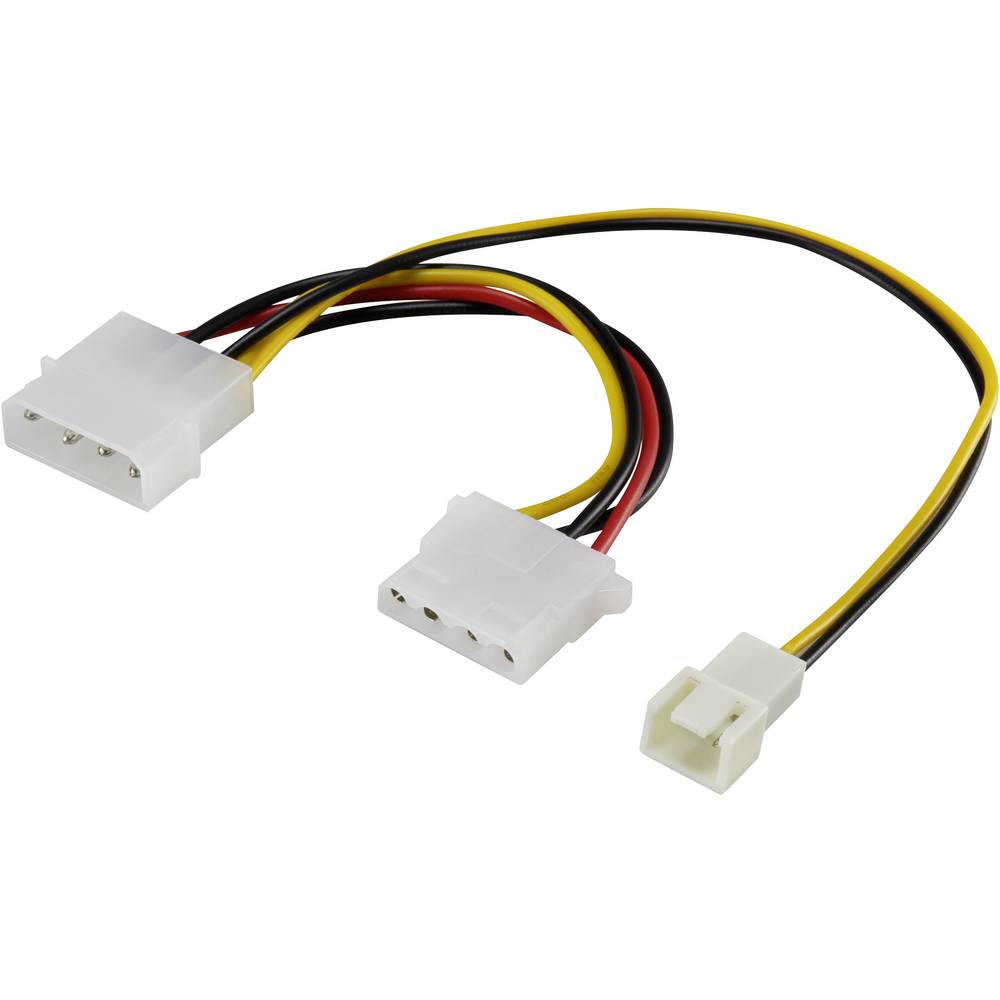 PC-ventilator Y-kabel [1x PC-ventilator stekker 3-polig 1x IDE-stroombus 4-polig, IDE-stroomstekker 