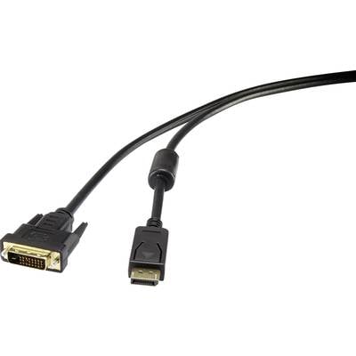 Renkforce DisplayPort / DVI Anschlusskabel  3.00 m Schwarz RF-3301146 schraubbar, vergoldete Steckkontakte, mit Ferritke