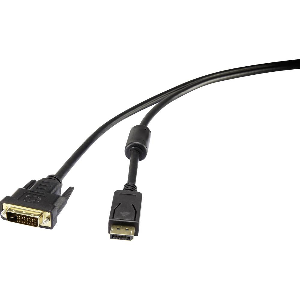 renkforce DisplayPort-DVI Aansluitkabel [1x DisplayPort stekker 1x DVI-stekker 24+1-polig] 5 m Zwart