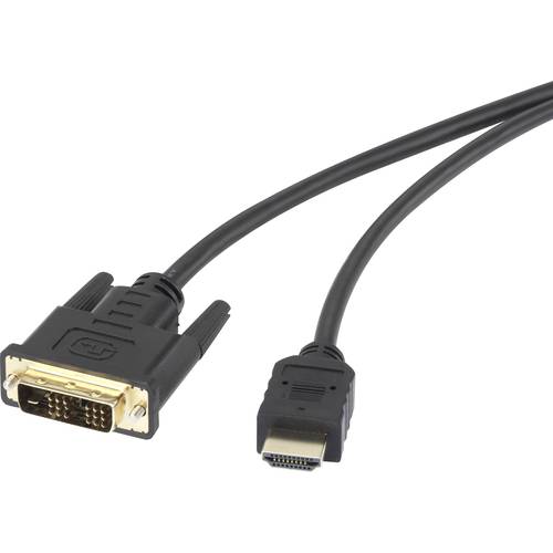 Renkforce DVI / HDMI Adapterkabel DVI-D 18+1pol. Stecker, HDMI-A Stecker 1.80 m Schwarz RF-4212216 vergoldete Steckkonta...