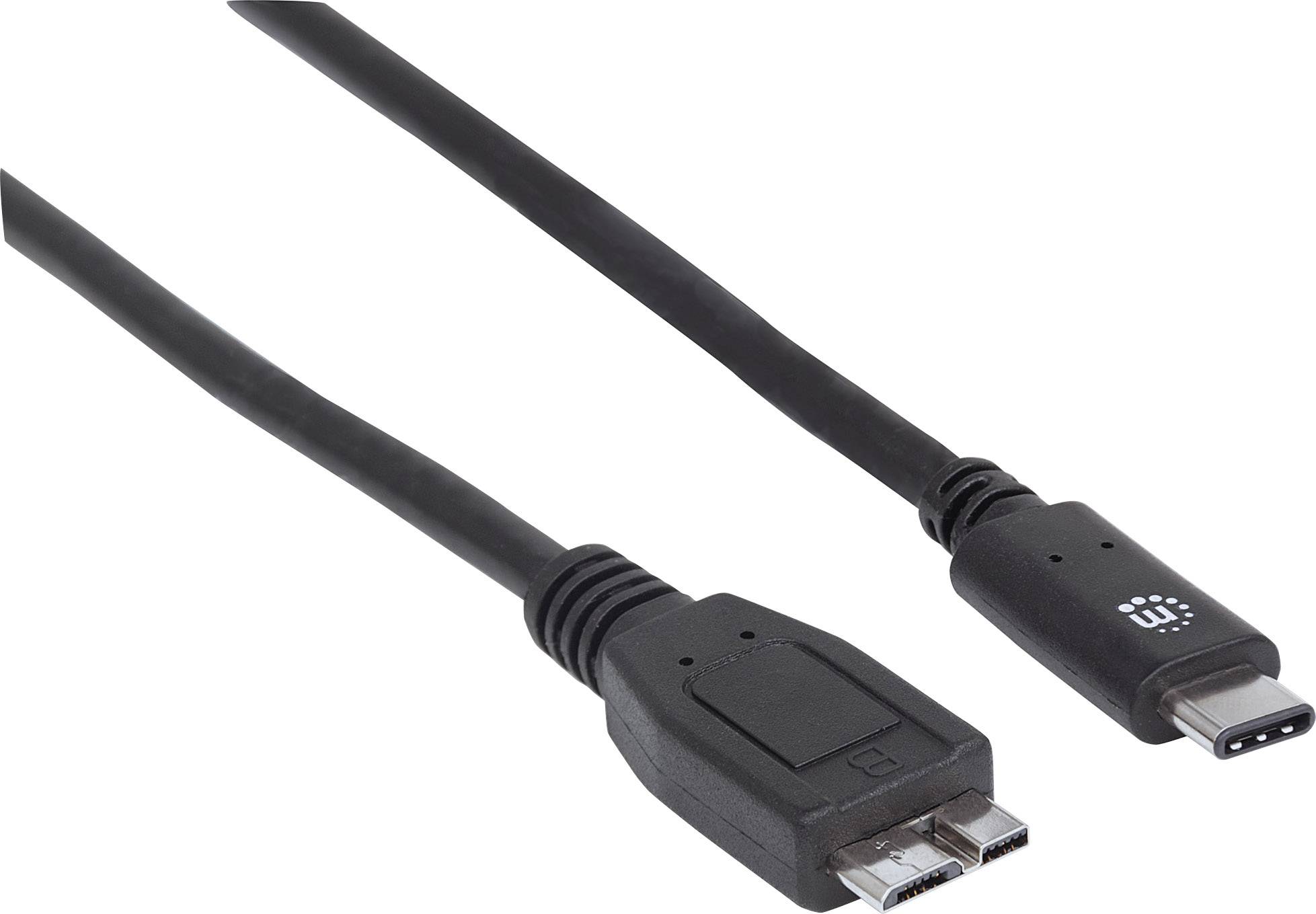 Manhattan USB-C to Micro-USB Cable, 1m, Male to Male, Black, 10 Gbps (USB 3.2 Gen2 aka USB 3.1)