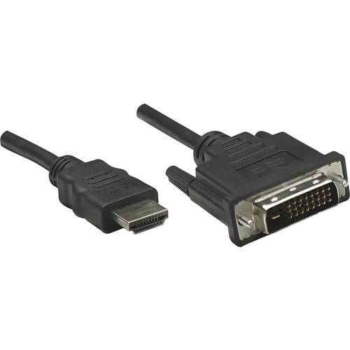 Thumbnail - Manhattan DVI / HDMI Adapterkabel DVI-D 24+1pol. Stecker, HDMI-A Stecker 3.00 m Schwarz 372510 vergoldete Steckkontakte,...
