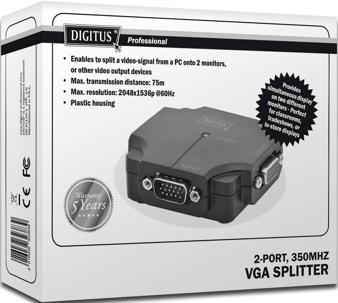 Digitus DS-41120-1 2 Port VGA-Splitter 1920 x 1080 Pixel Schwarz-6