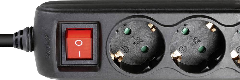 Adam Hall 8747S3USB Steckdosenleiste mit Schalter 3fach Schwarz Schutzkontakt 1 St.-1