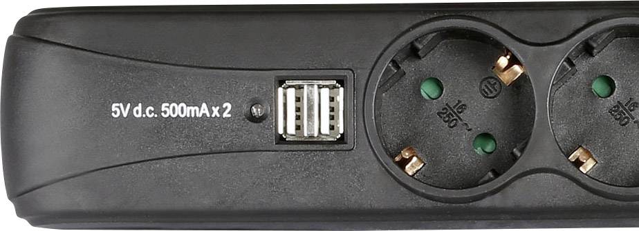 Adam Hall 8747S3USB Steckdosenleiste mit Schalter 3fach Schwarz Schutzkontakt 1 St.-2