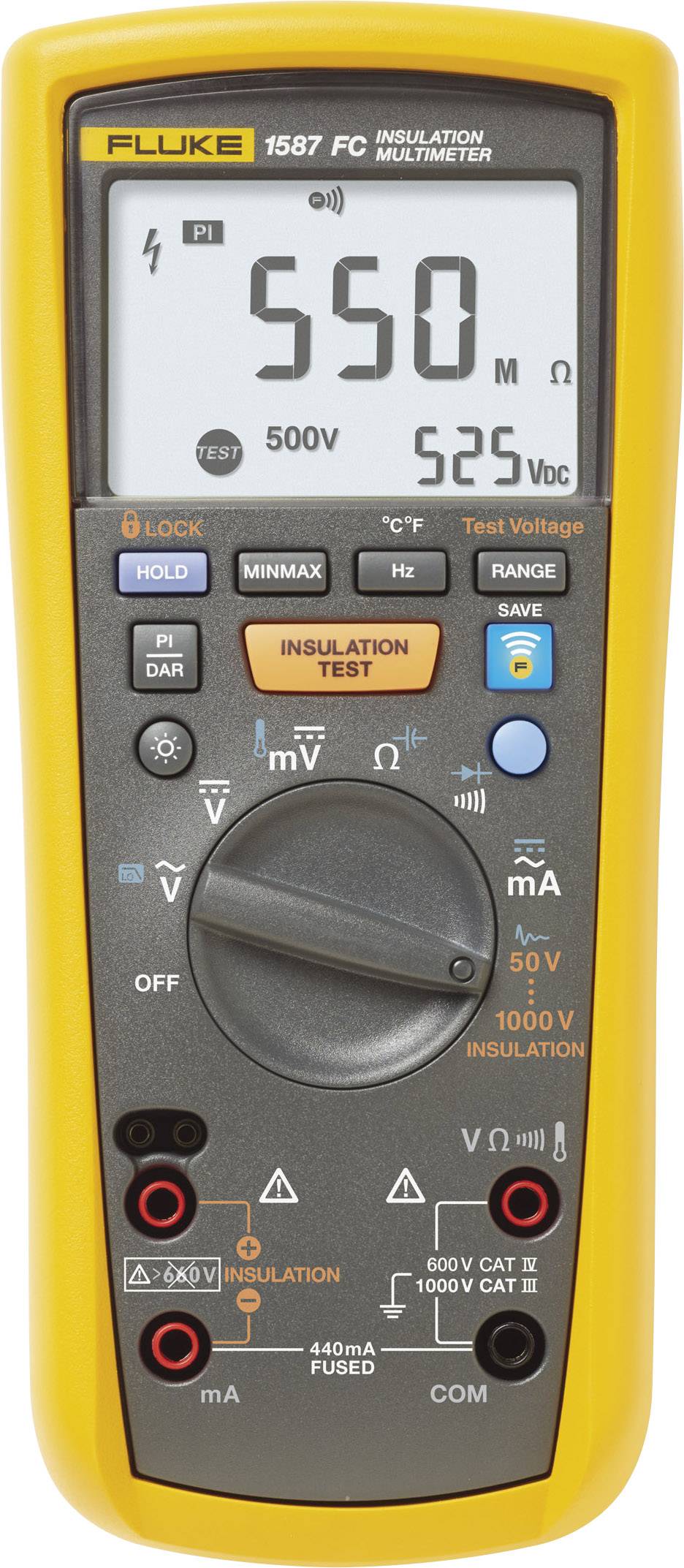 FLUKE FLUKE-1587 FC Isolationsmessgerät, 50, 100, 250, 500, 1000 V 0.01 M¿ - 2 G¿