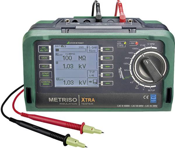 Gossen Metrawatt Metriso XTRA Isolationsmessgerät kalibriert (DAkkS-akkreditiertes Labor) 50 V, 100 V, 250 V, 500 V, 1000 V 1 TΩ