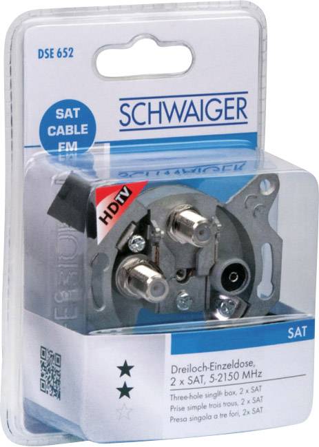 Schwaiger Einzeldose zwei SAT-ZF Anschlüsse 2 dB DSE652531-1