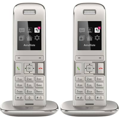 Telekom Speedphone 50 Platin Duo Set Schnurloses Telefon VoIP Optische Anrufsignalisierung Farb-TFT/LCD Platin