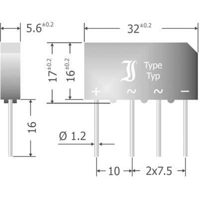 Diotec B500C5000-3300A Brückengleichrichter SIL-4 1000 V 5 A Einphasig 