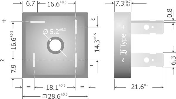 Diotec KBPC3510FP Brückengleichrichter KBPC 1000 V 35 A Einphasig