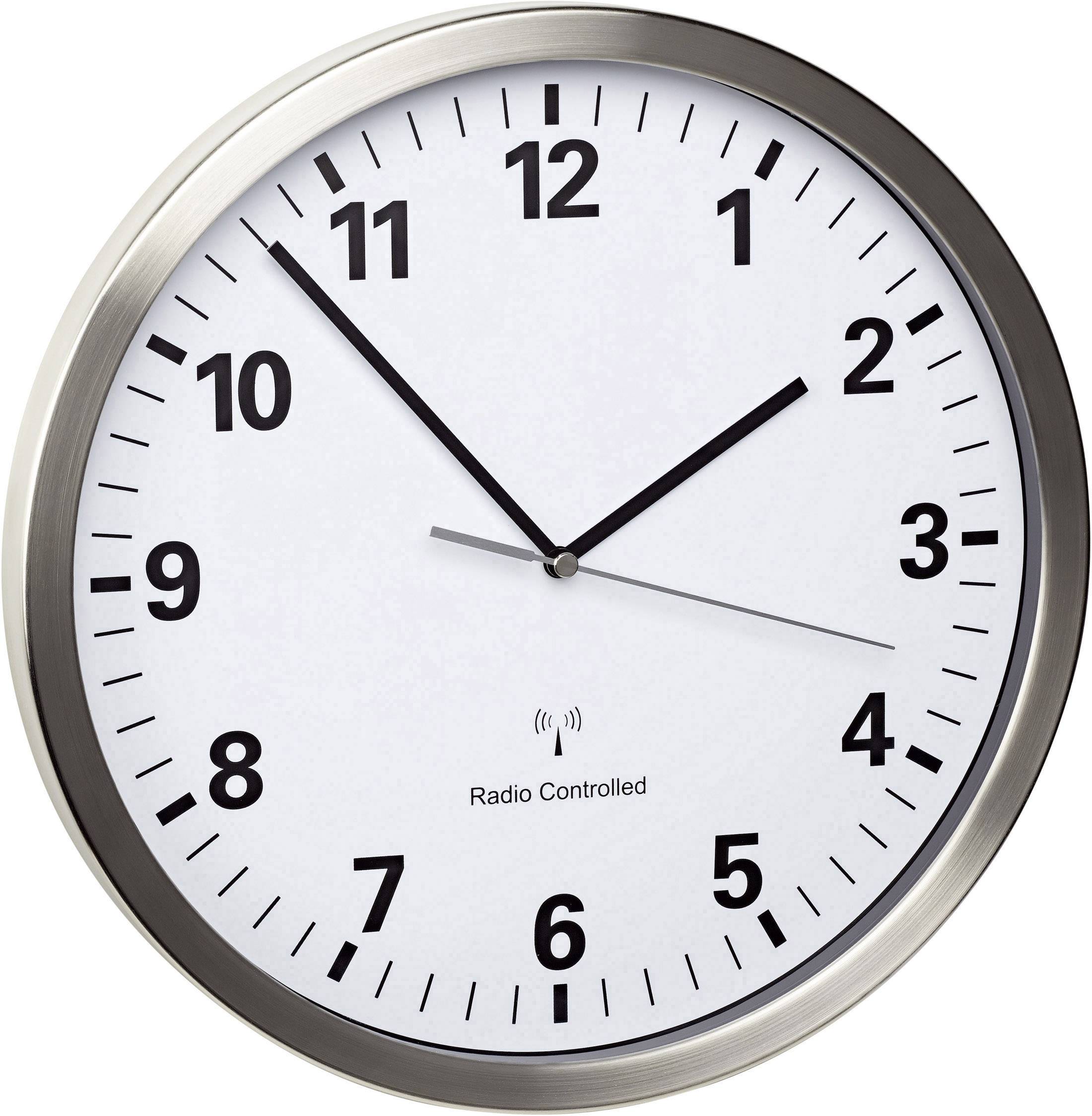 Tfa 60 3523 02 Funk Wanduhr 30 5 Cm X 4 3 Edelstahl Schleichendes Uhrwerk Lautlos Energiesparfunktion