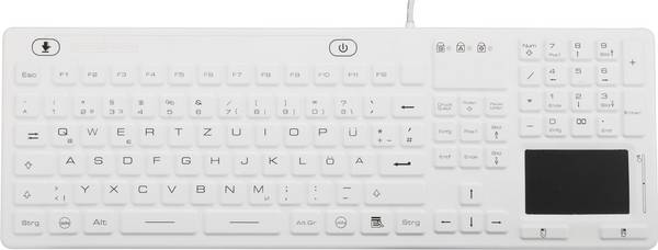 iM-IKB110-WH Tastatur Renkforce Weiß Spritzwassergeschützt, Staubgeschützt, Touch-Oberfläche