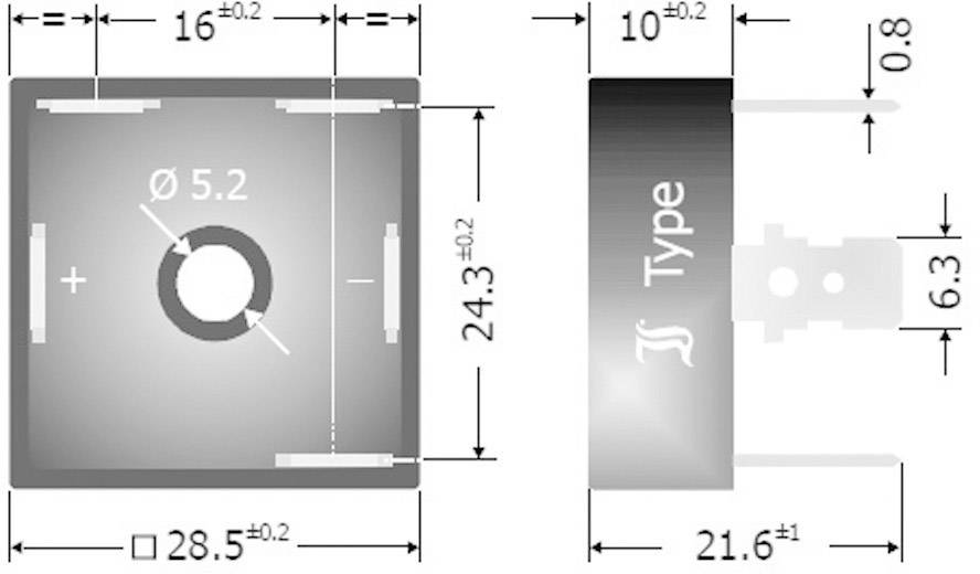 1 Stück Brückengleichrichter KBPC 2510 – 1000V, 25A, Für Stromversorgungen