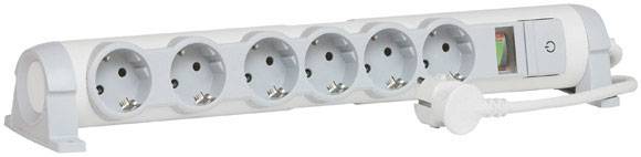 Legrand Steckdosenleiste mit Schalter 6fach Weiß, Grau Schutzkontakt 694646 (694646)-1