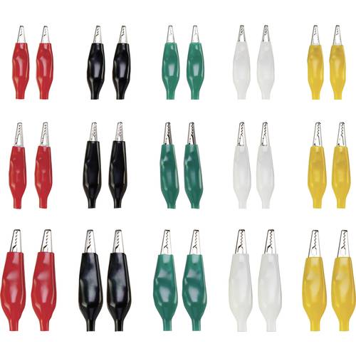 Thumbnail - TRU COMPONENTS 93038C196 Krokodilklemmen-Set Schwarz, Rot, Weiß, Grün, Gelb 30 St.