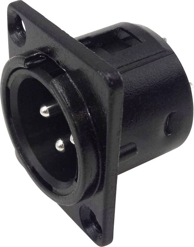 TRU COMPONENTS XLR-Steckverbinder Flanschbuchse, Kontakte gerade Polzahl: 3 Schwarz