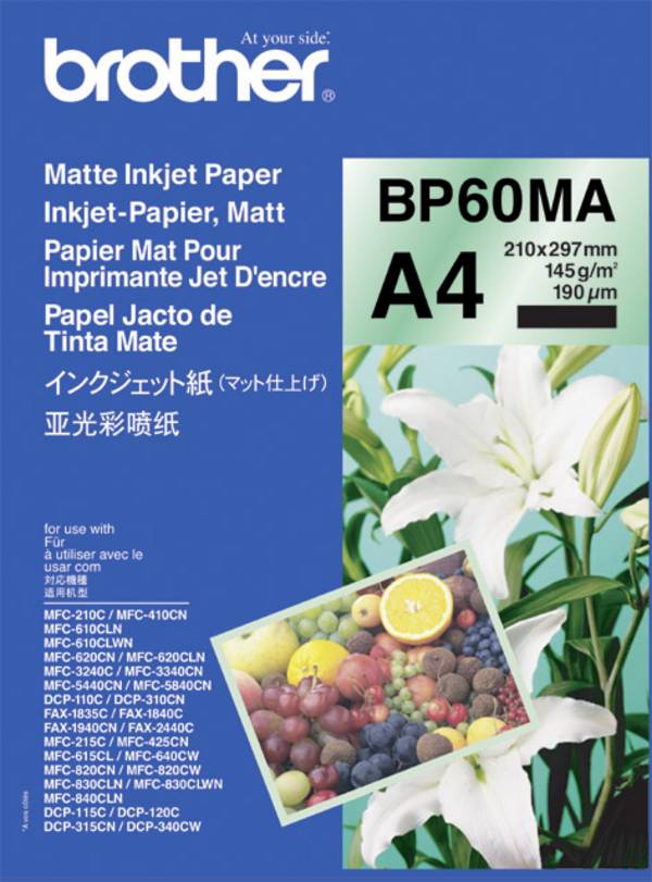 Brother BP-60MA, Tintenstrahldrucker, A4 (210x297 mm), Matte, 25 Blätter, 145 g/m², Weiß