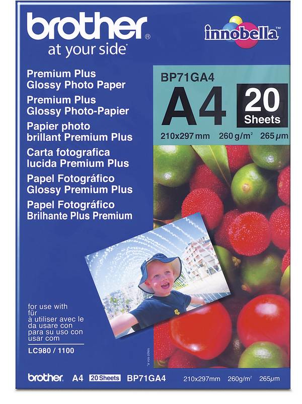 Brother Premium Plus Glossy Photo Paper BP71GA4 Fotopapier DIN A4  20 Blatt Hochglänzend