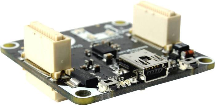 Eine elektronische Platine mit mehreren Anschlüssen, darunter ein USB-Anschluss in der Mitte.