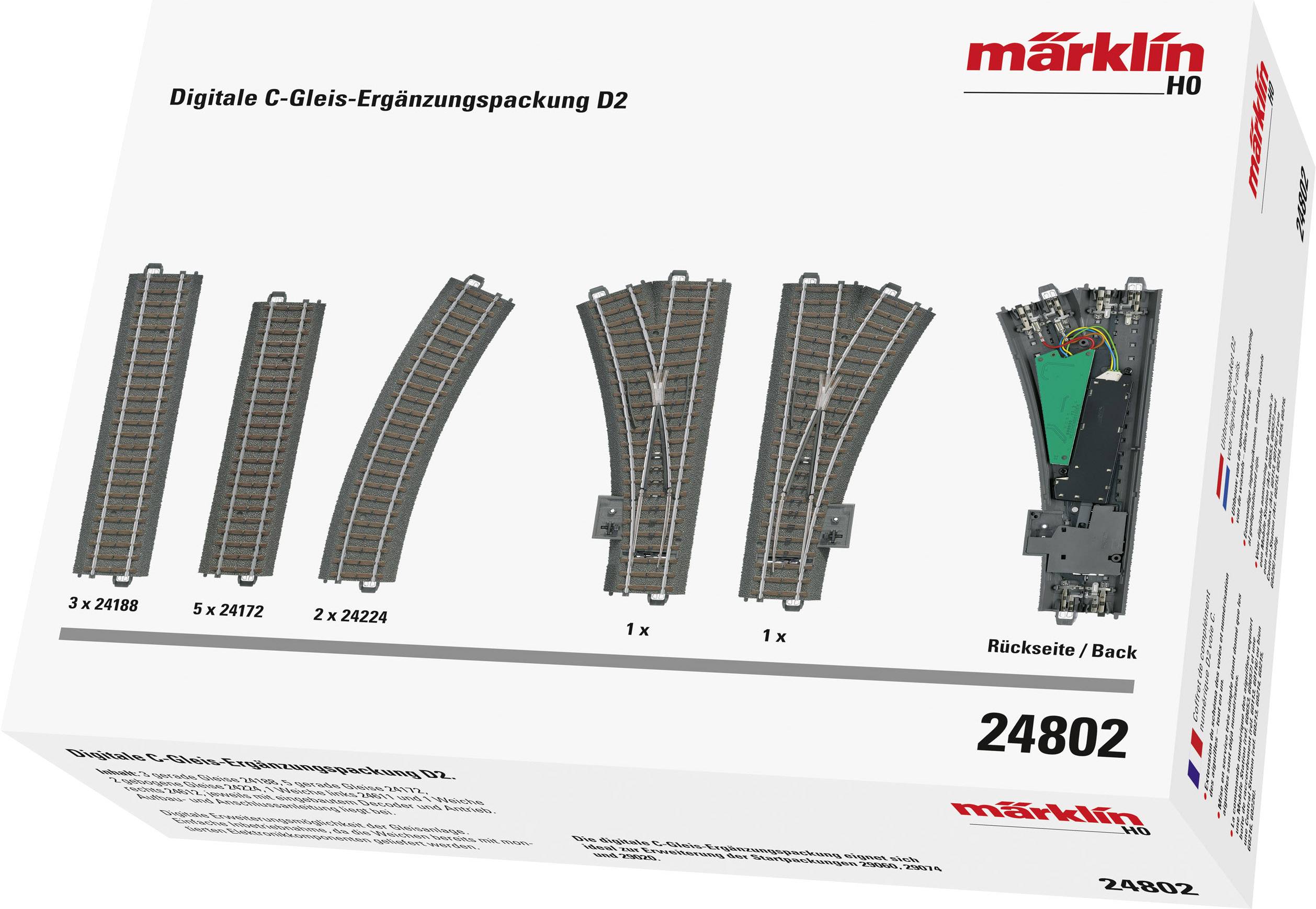 H0 Märklin C-Gleis (mit Bettung) 24802 Ergänzungs-Set Digital D2