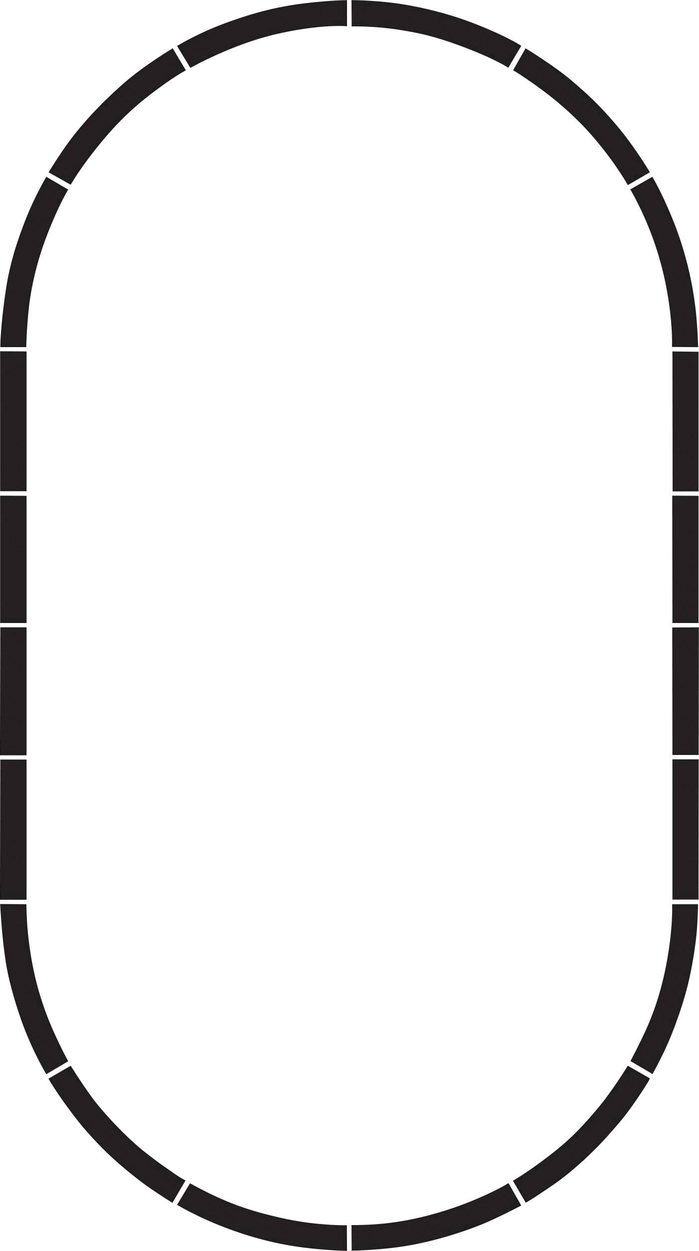 Weiße ovale Fläche mit schwarzem, durchgehendem Umrandung.