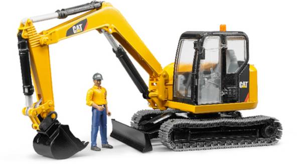 bruder Baufahrzeug Modell Caterpillar Minibagger mit Bauarbeiter Fertigmodell Baufahrzeug Modell