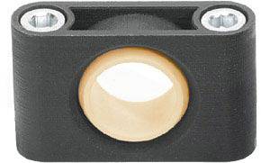 Ein rechteckiges, schwarzes Gehäuse mit zwei Schraublöchern oben und einer zentralen Öffnung.