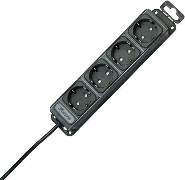 Kopp 127115016 Steckdosenleiste 4fach Anthrazit Schutzkontakt 1 St.