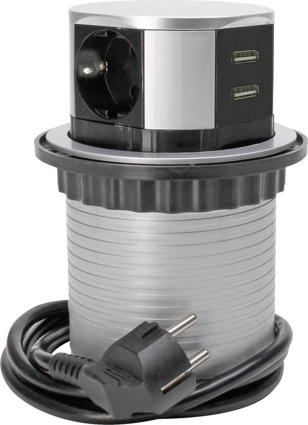 Kopp 229005011 Steckdosenturm 3fach Silber Schutzkontakt 1 St.