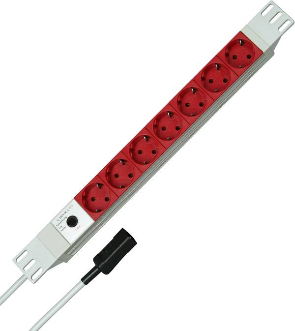 Kopp 931704011 Steckdosenleiste 19 Zoll 7fach Weiß, Rot Kaltgerätestecker 1 St.