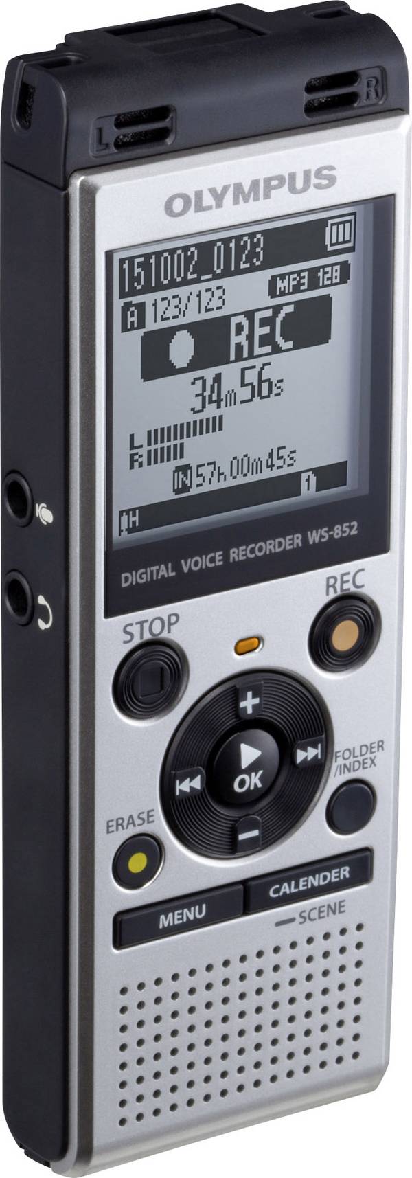 Olympus WS-852 Digitales Diktiergerät Aufzeichnungsdauer (max.) 1040 h Silber