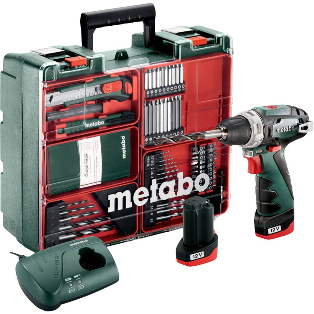 Metabo Accu-schroefboormachine 10.8 V 2 Ah Li-ion incl. 2 accu's, incl. koffer, incl. accessoires
