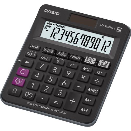 Casio MJ-120DPLUS Tischrechner Schwarz Display (Stellen): 12 solarbetrieben, batteriebetrieben (B x H x T) 126.5 x 28.6 ...
