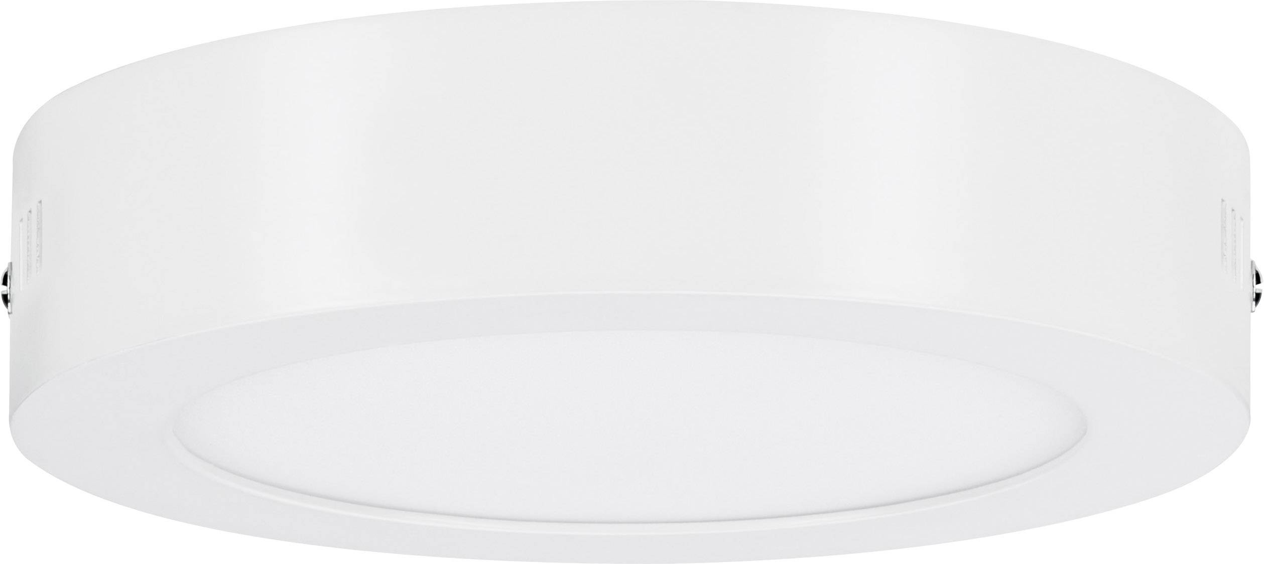 Runde, weiße Deckenleuchte mit schlichtem Design, ideal für modernes Interieur.