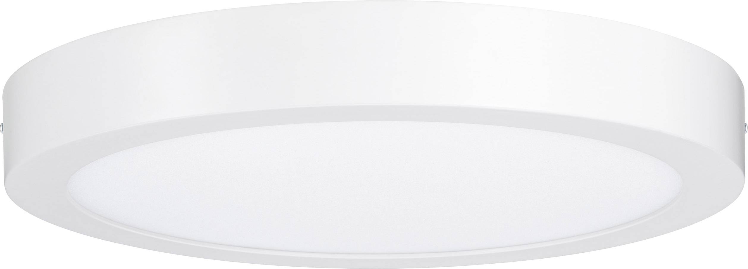 Runde LED-Deckenleuchte mit schlichtem, weißem Gehäuse, geeignet für moderne Innenraumgestaltung. Energiesparende Beleuchtungsoption.