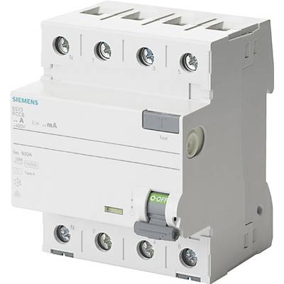 Ein Fehlerstrom-Schutzschalter von Siemens, Modell 5SV3. Dient zum Schutz von elektrischen Anlagen vor Fehlerströmen.