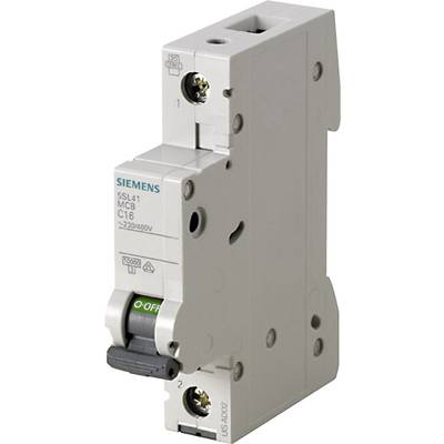 Abgebildet ist ein elektrischer Leitungsschutzschalter von Siemens mit der Bezeichnung '5SL41 MCB C16'.