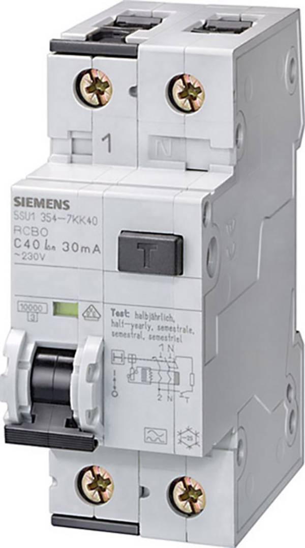 Siemens 5SU13546KK10 FI-Schutzschalter/Leitungsschutzschalter 2polig 10 A 0.03 A 230 V