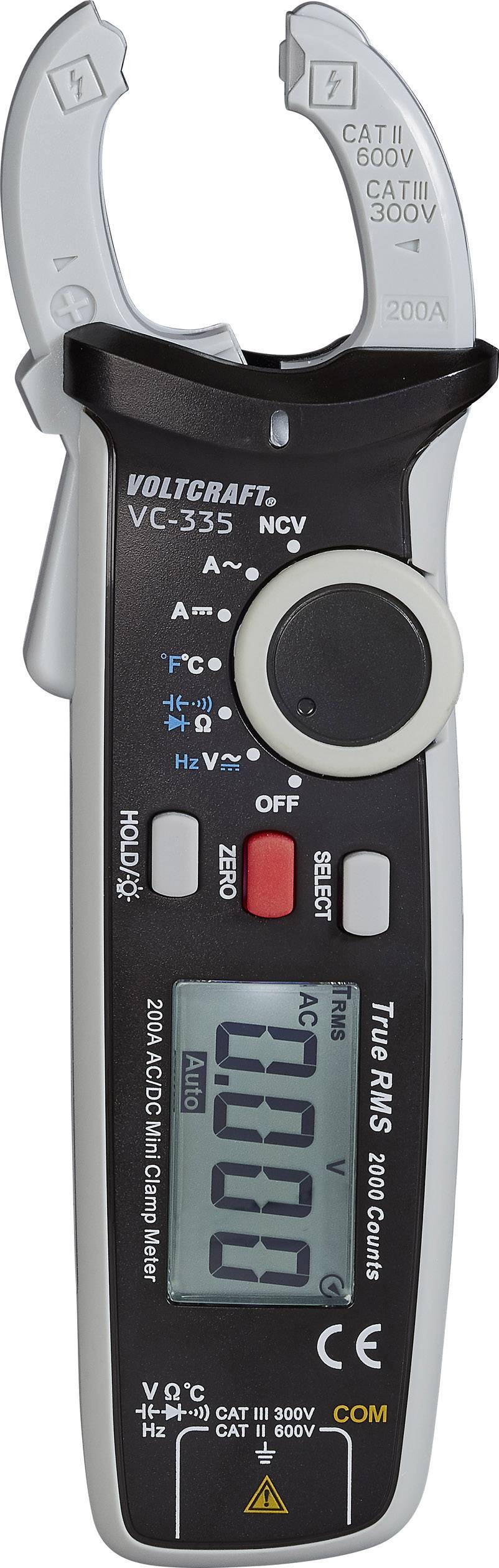 VOLTCRAFT VC-335 Stromzange digital CAT II 600 V, CAT III 300 V Anzeige (Counts): 2000-1
