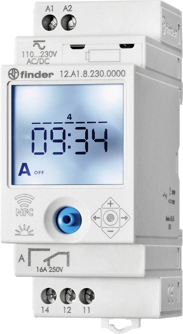 Finder 12.A1.8.230.0000-5 Zeitschaltuhr für Hutschiene 12.A1.8.230.0000 230 V/AC Astronomisch, Wochenprogramm