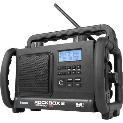 PerfectPro Rockbox 2 Baustellenradio DAB+, UKW AUX, Bluetooth®  spritzwassergeschützt, staubdicht, stoßfest Schwarz