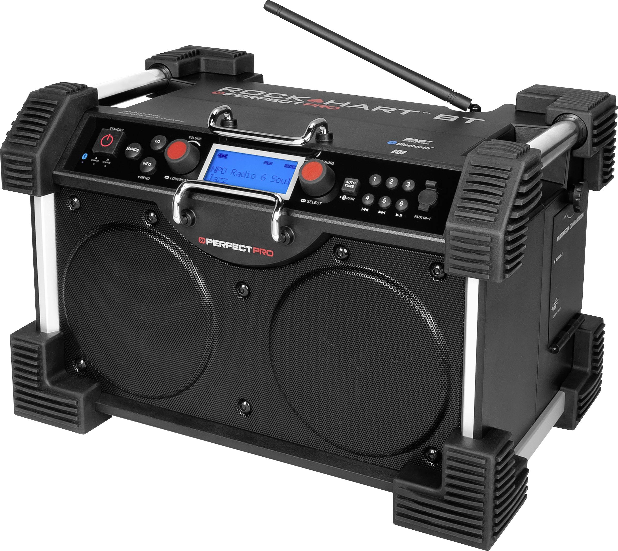 PerfectPro Rockhart BT DAB+ Baustellenradio AUX, Bluetooth