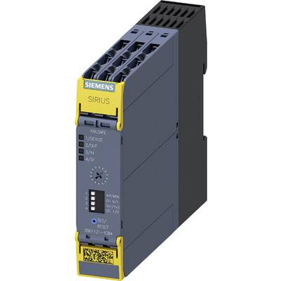 Industrie-Steuergerät von Siemens aus der Serie SIRIUS, gelb-grau, mit mehreren Anschlüssen und LED-Anzeigen für Failsafe-Betrieb.