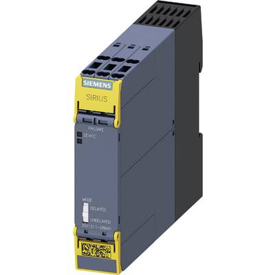 Ein Siemens SIRIUS Sicherheitsschaltgerät mit gelbem und grauem Gehäuse, beschriftet mit 'FAILSAFE' und 'DEVICE'.